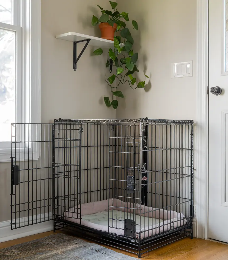 Where to put dog crate? The best place