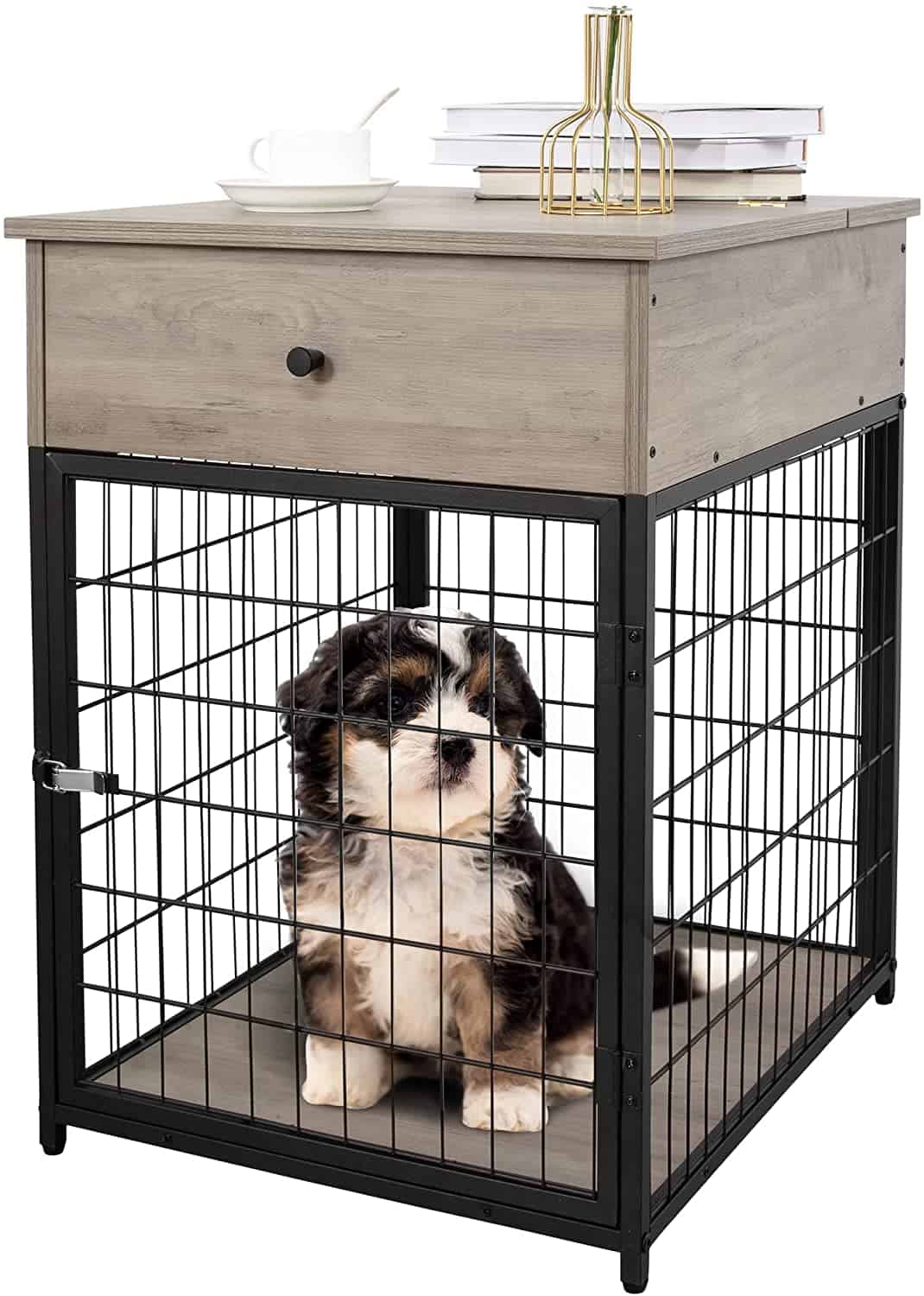 dog inside the IDEALHOUSE Furniture Dog Crate