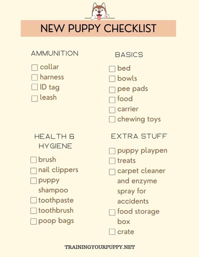 new puppy printable checklist
