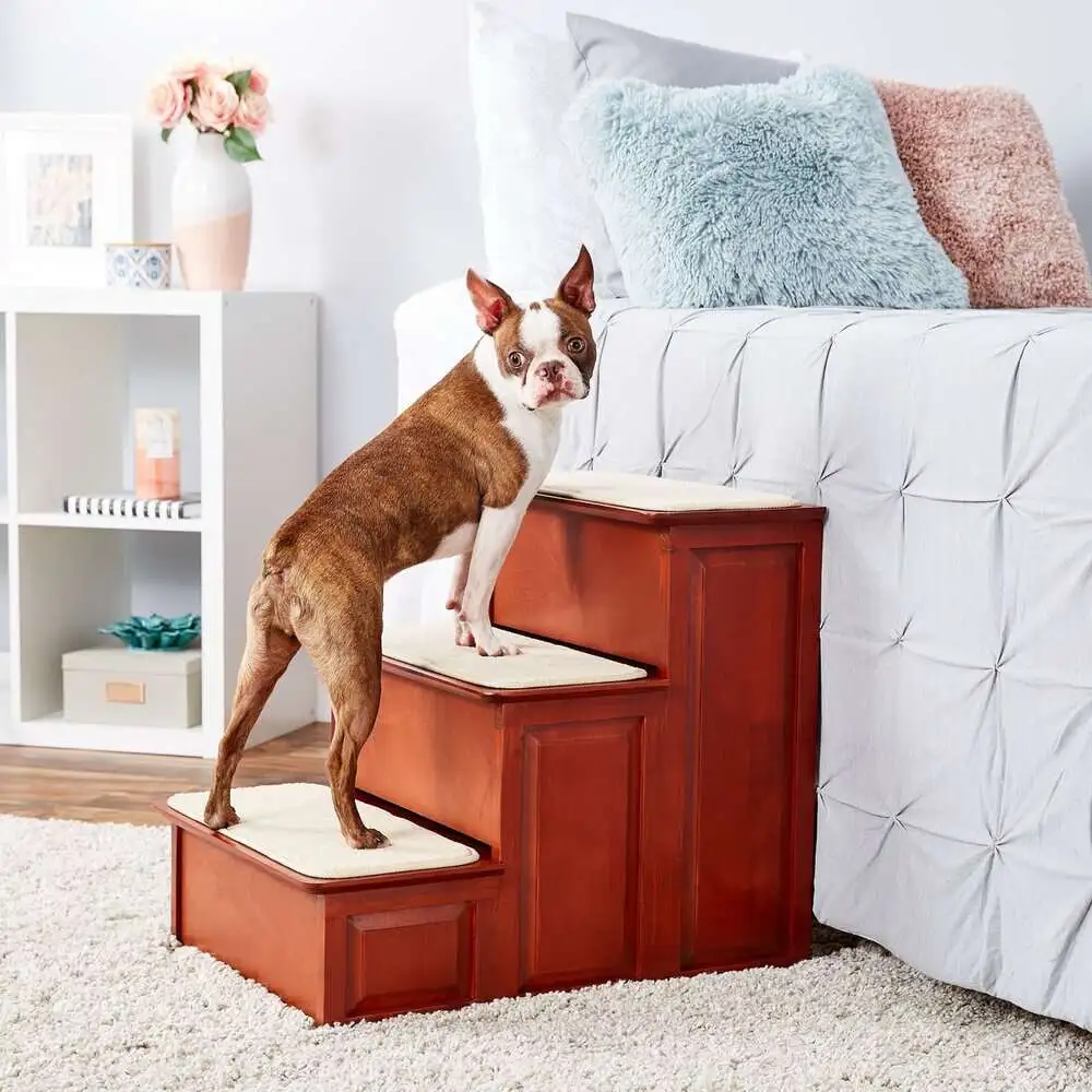 dog on PetSafe CozyUp Wooden Stairs