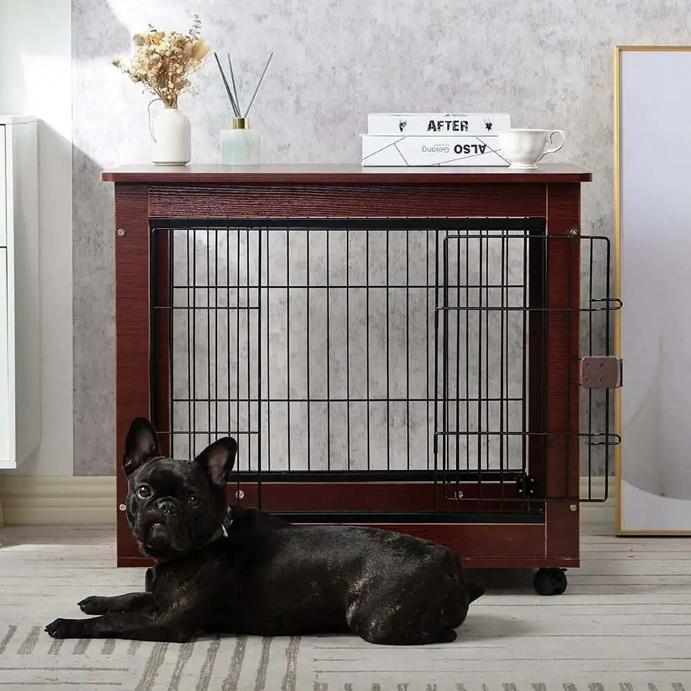 dog near the ZSQ Furniture Style Dog Crate